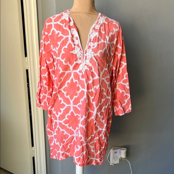 Roberta Roller Rabbit Other - Roberta Roller Rabbit Coral and White Geometric Swim Coverup